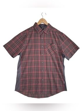 Club Ride Detour Shirt Pearl Snap Wood Rose Plaid Short Sleeve Men's Size Medium